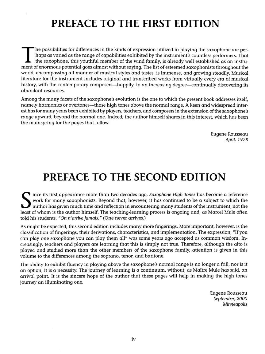 Rousseau: Saxophone High Tones