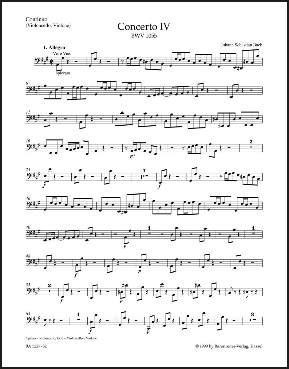 bach Bach: Harpsichord Concerto No. 4 in A Major, BWV 1055 – Ficks Music