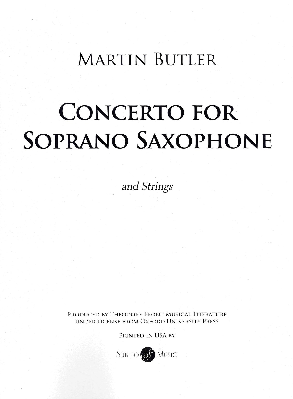 Butler: Soprano Saxophone Concerto