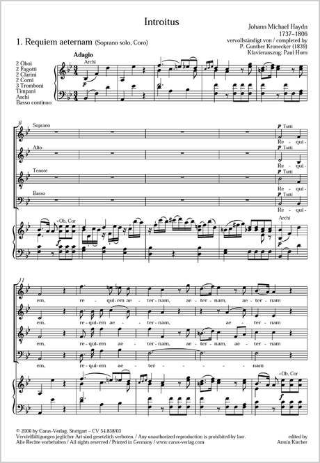 M. Haydn: Requiem in B-flat Major, MH 838