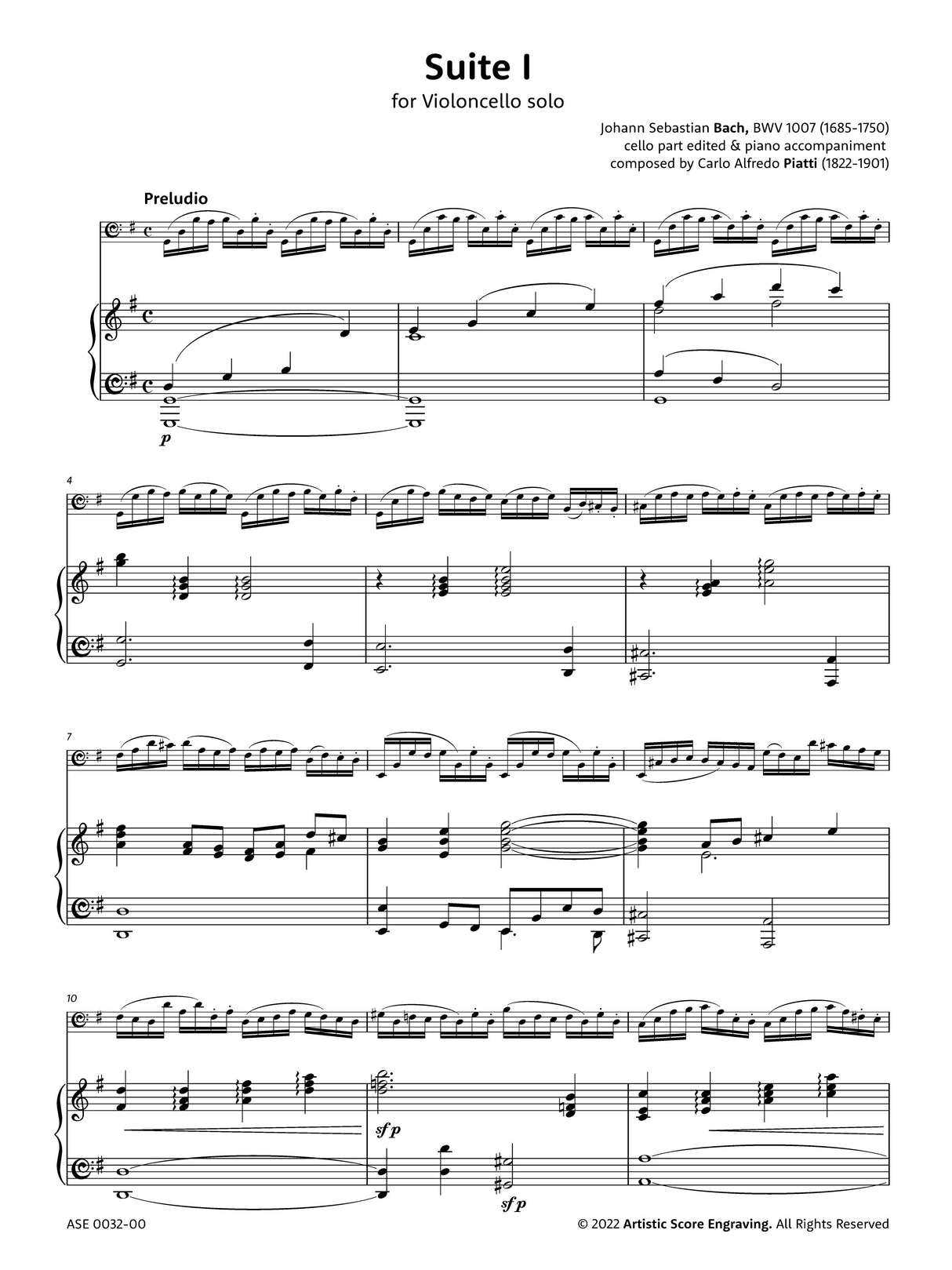 Bach: Suite No. 1 in G Major, BWV 1007 (arr. for cello and piano)