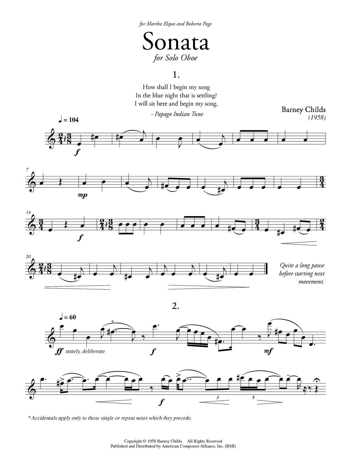 Oboe Works by American Composers