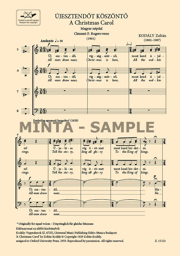 Kodály: A Christmas Carol (Version for SATB Choir)