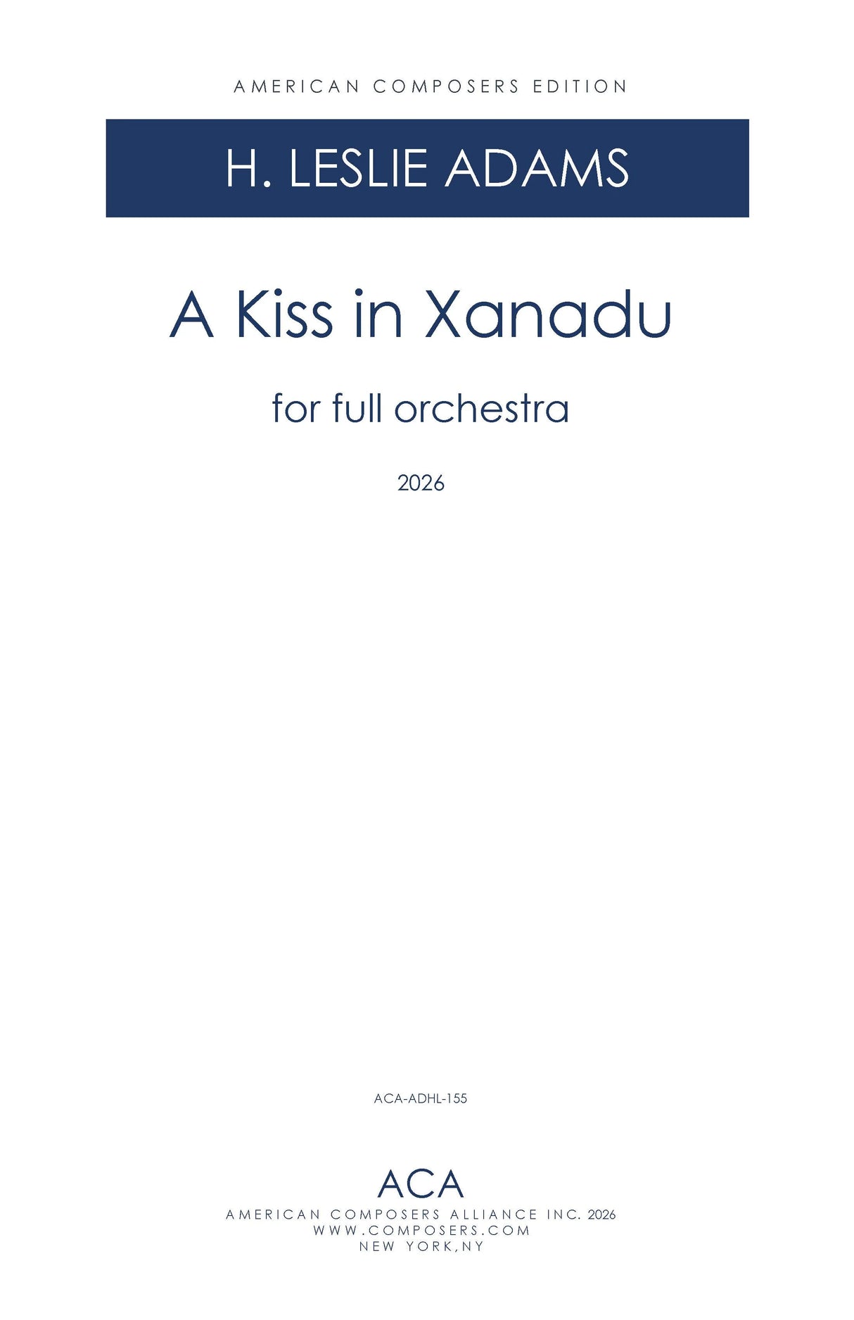 H.L. Adams: A Kiss in Xanadu