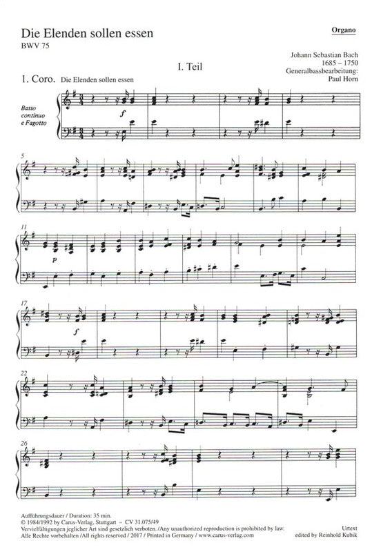 Bach: Die Elenden sollen essen, BWV 75