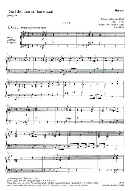 Bach: Die Elenden sollen essen, BWV 75