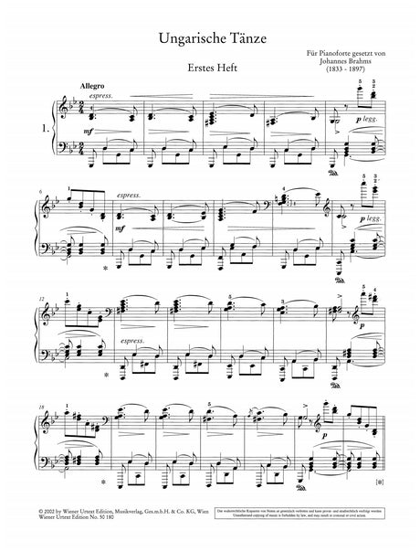 Brahms: Hungarian Dances (Version for Solo Piano)