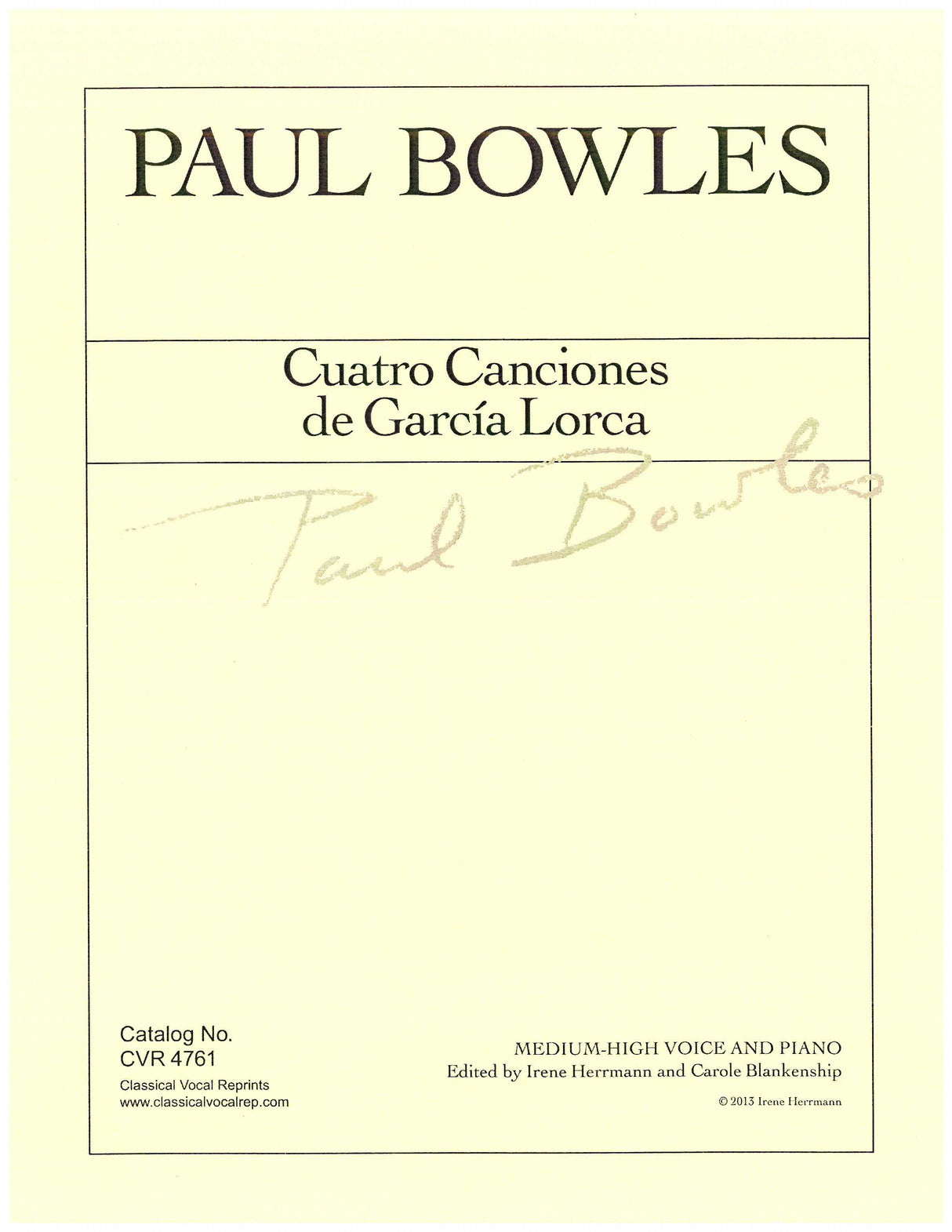 Bowles: Cuatro Canciones de Garcia Lorca