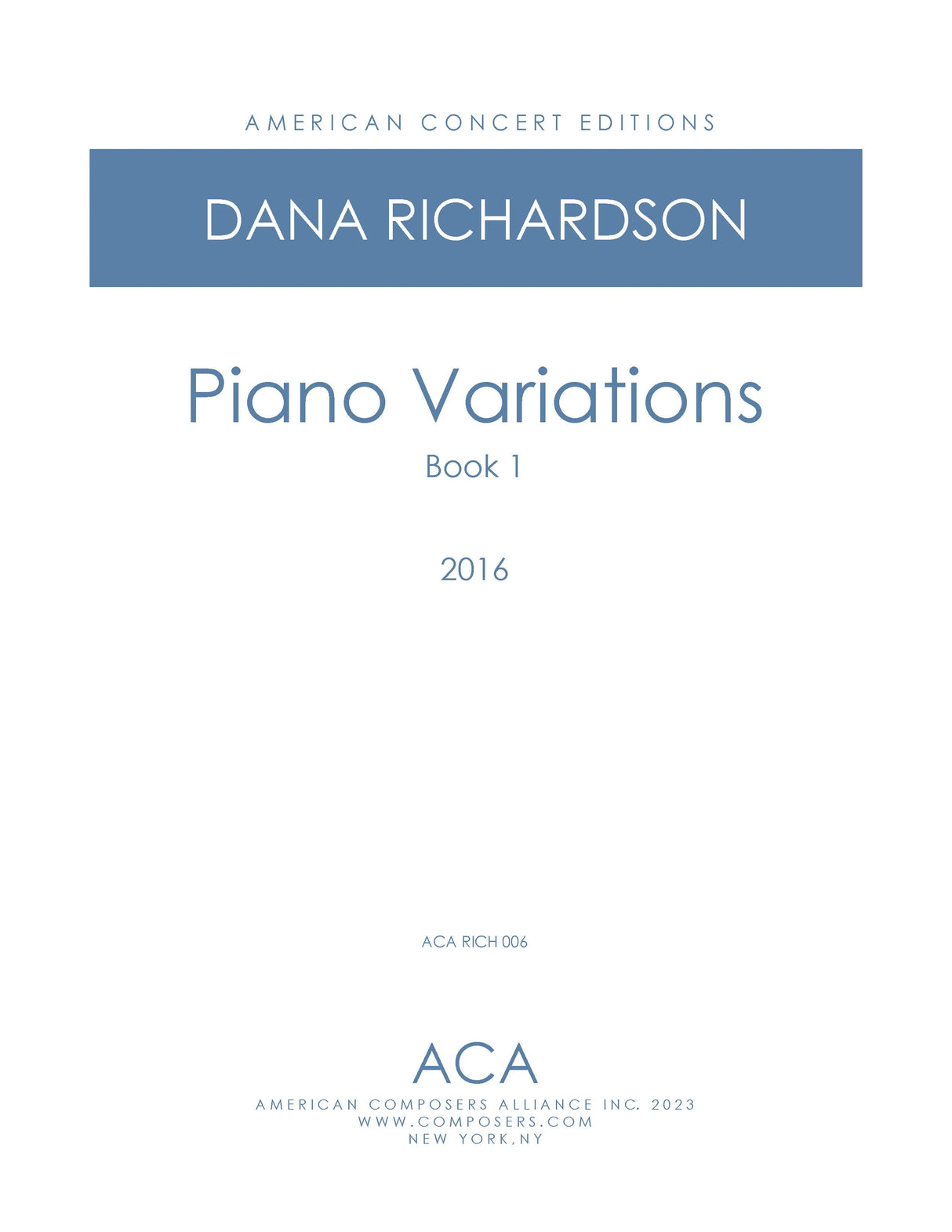 D. Richardson: Piano Variations - Book 1