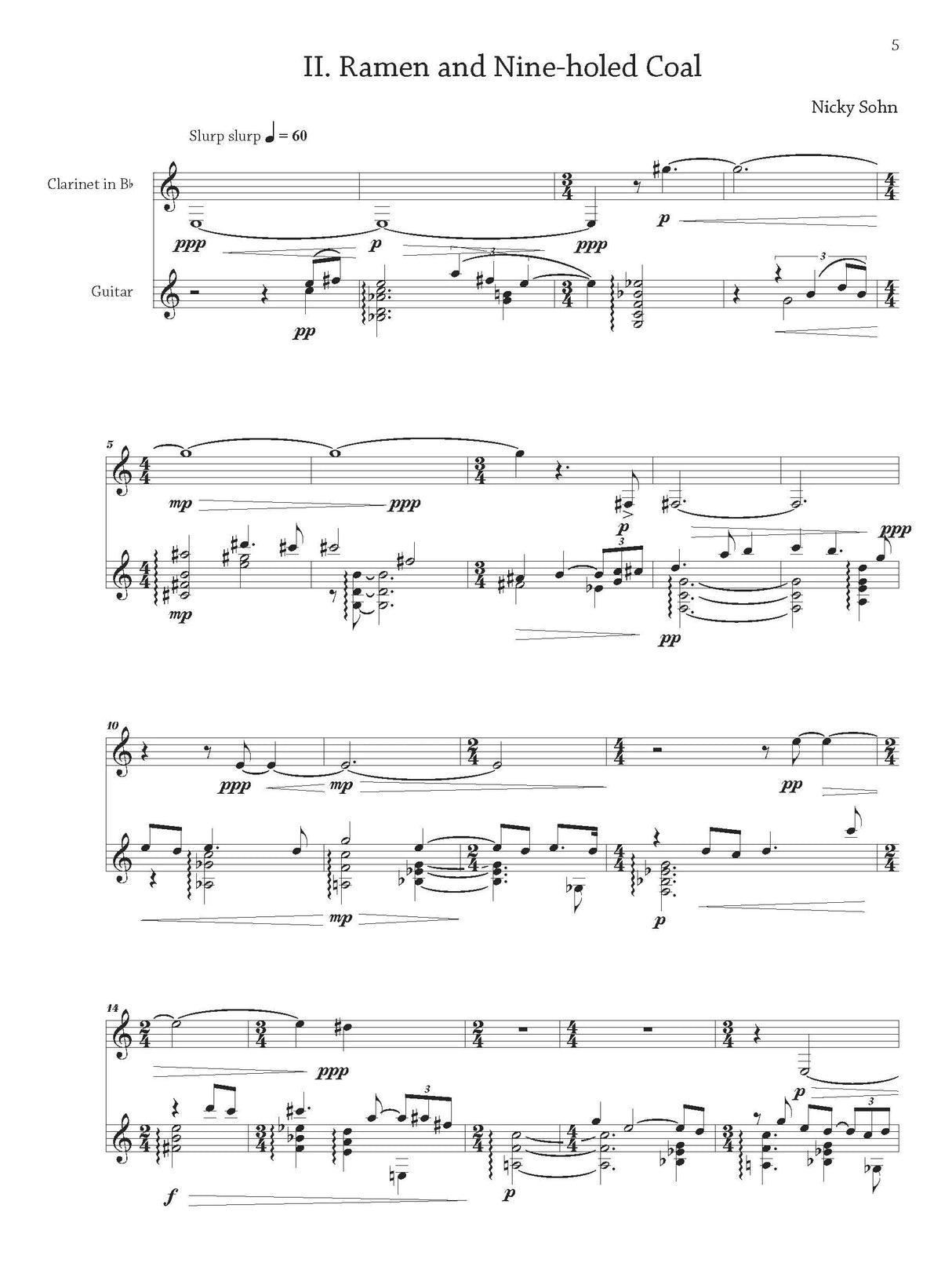 Sohn: Collection of distant memories (Version for Clarinet & Guitar)