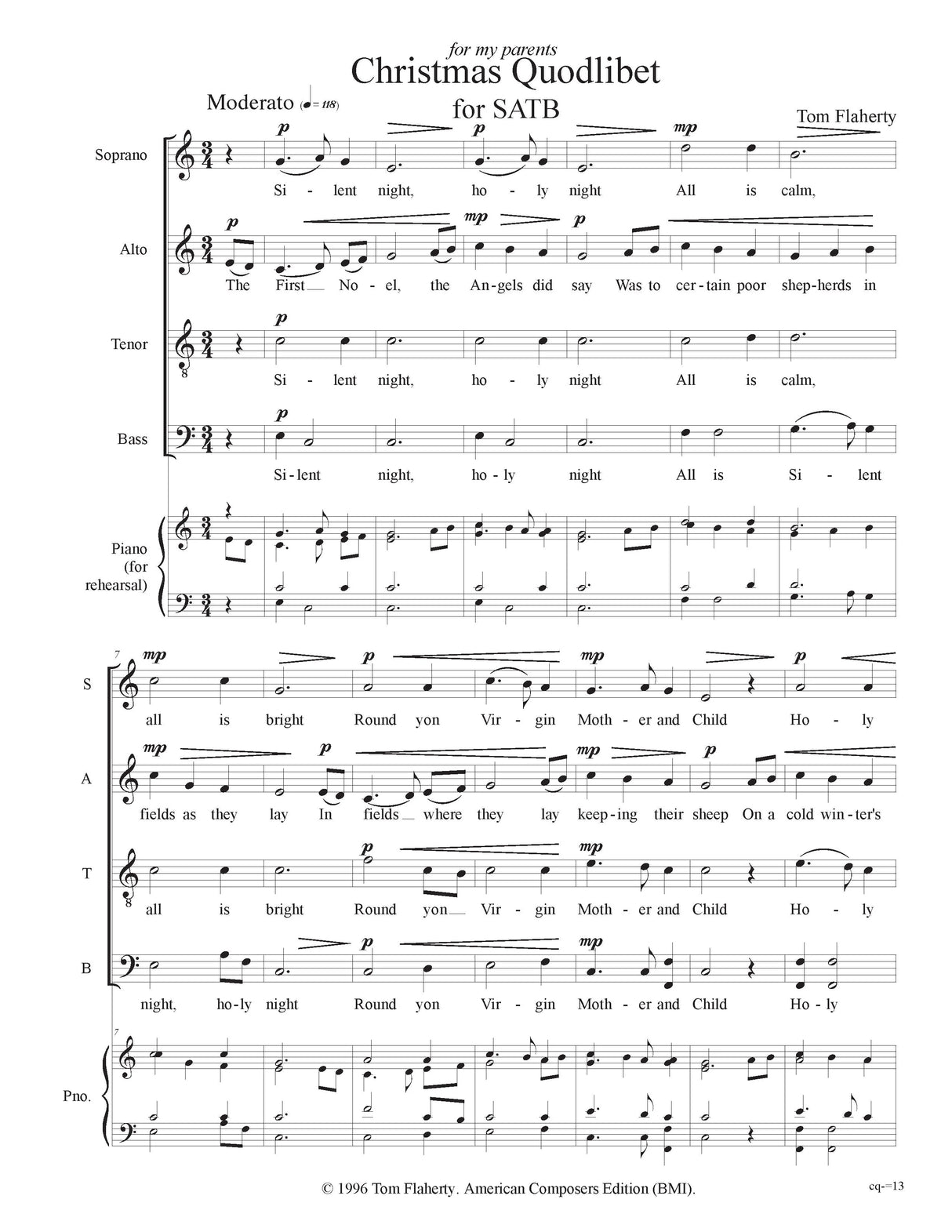 Flaherty: Christmas Quodlibet (Version for SATB Choir)