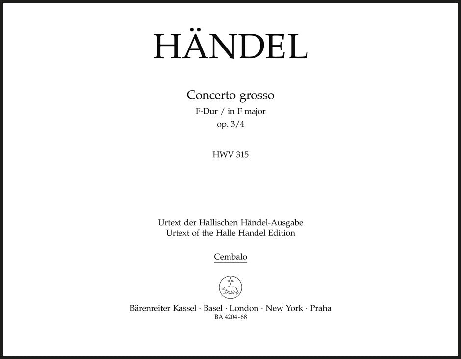 Handel: Concerto grosso in F Major, HWV 315, Op. 3, No. 4