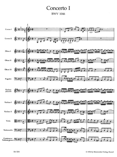 Bach: Brandenburg Concerto No. 1 and Original Version "Sinfonia" in F Major, BWV 1046 and 1046a (Urtext)