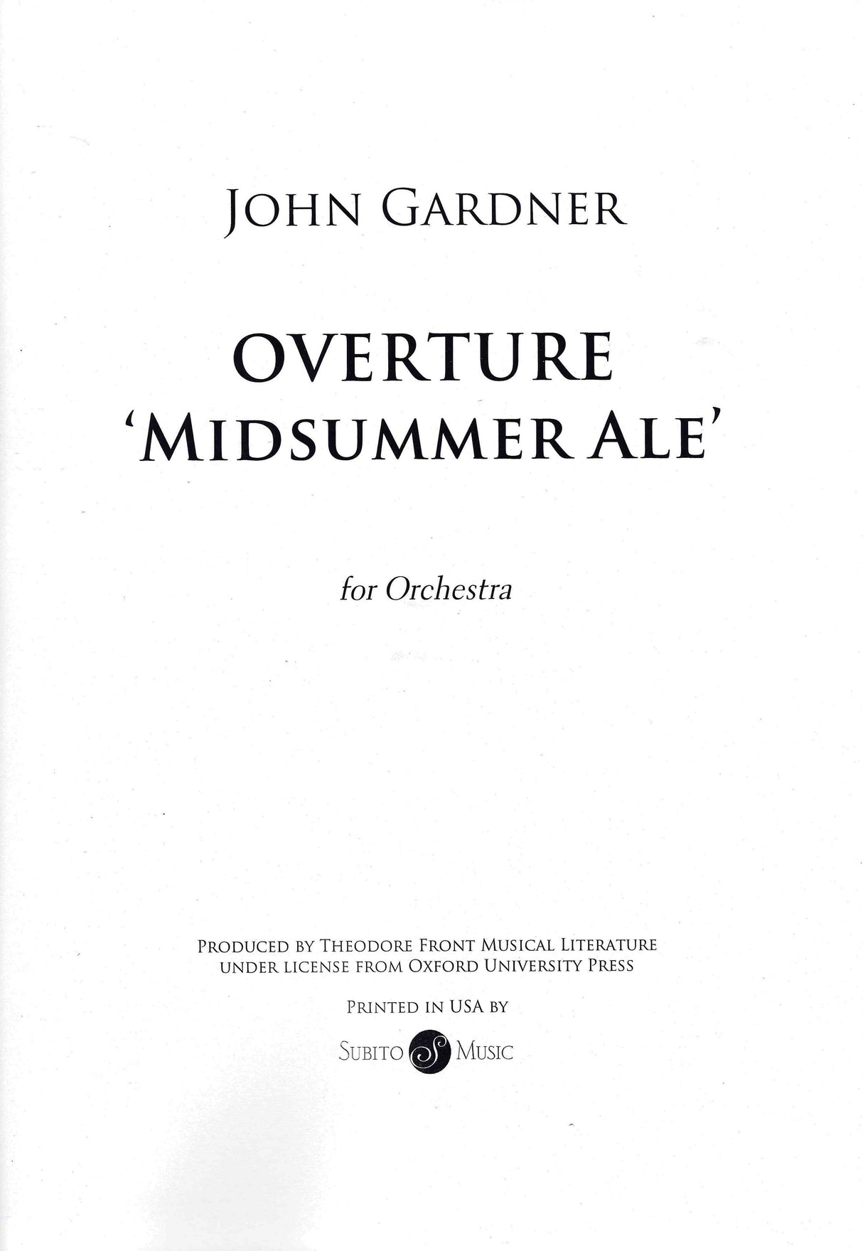 Gardner: Overture "Midsummer Ale"