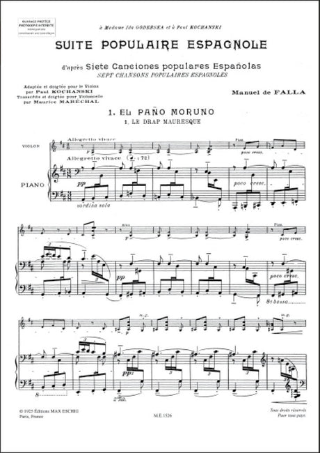 Falla: Suite populaire espagnole (arr. for violin & piano)