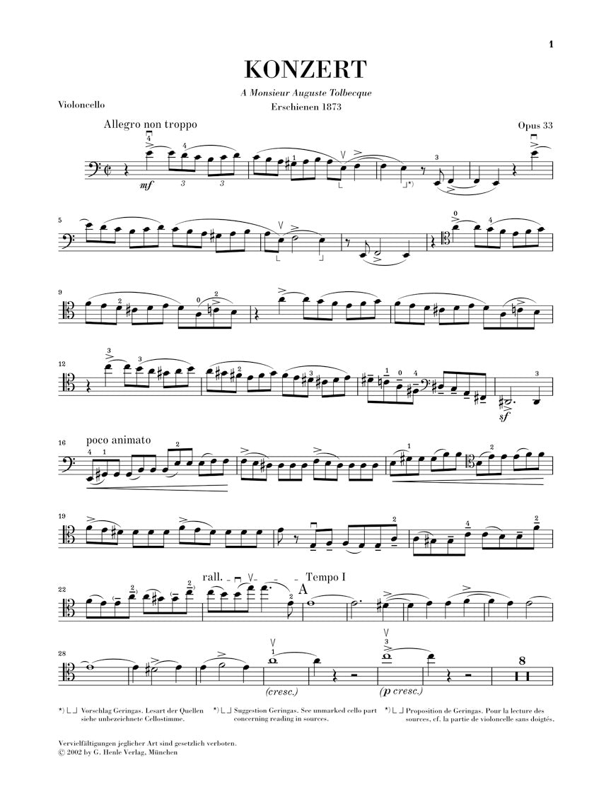 Saint-Saëns: Cello Concerto No. 1 in A Minor, Op. 33 – Ficks Music