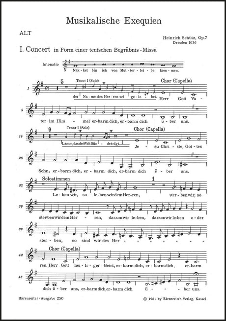 Schütz: Musikalische Exequien, SWV 279–281, Op. 7
