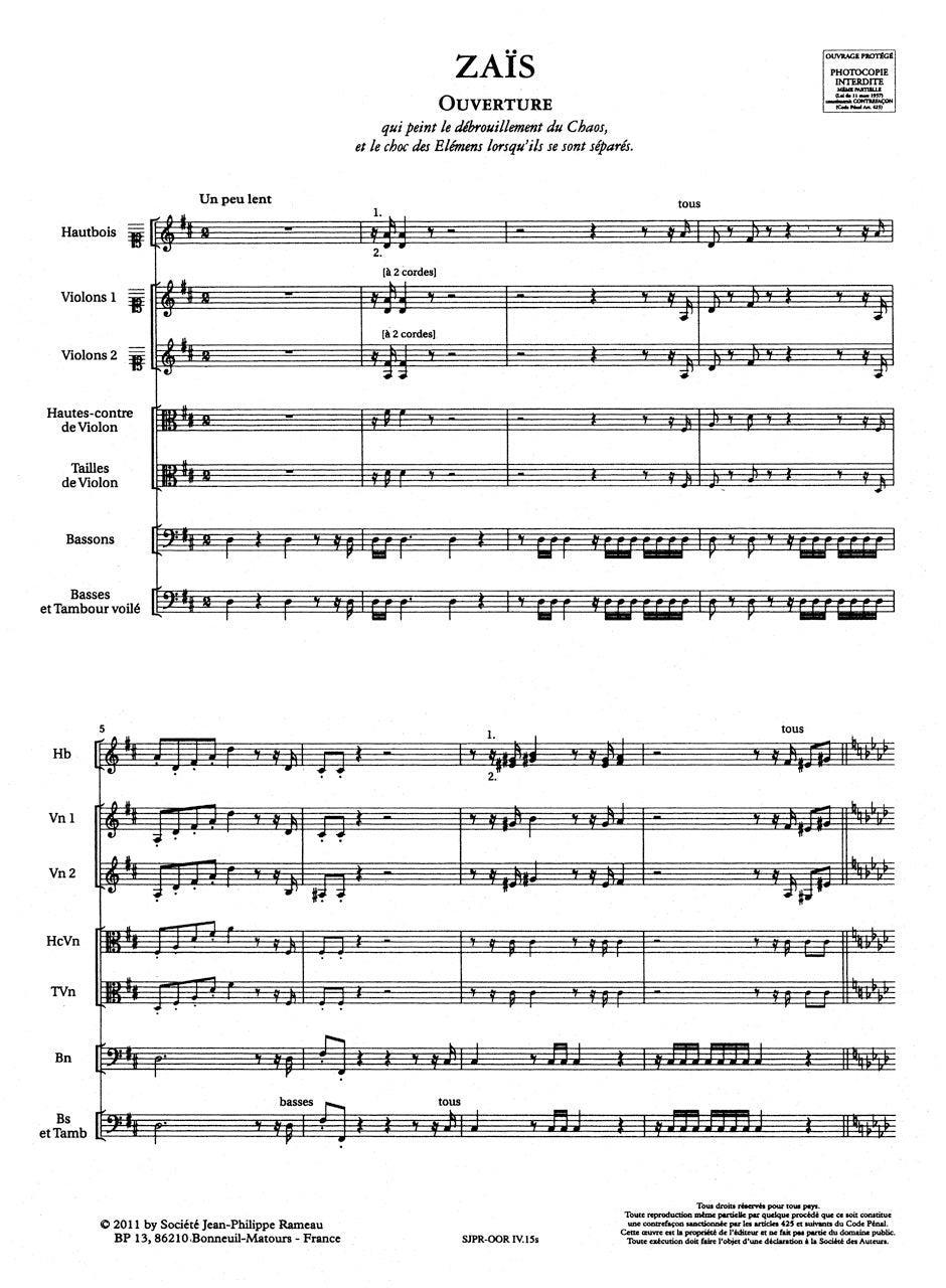 Rameau: Symphonies from Zaïs, RCT 60