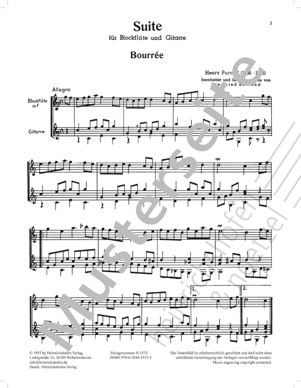Purcell: Suite for Alto Recorder and Guitar