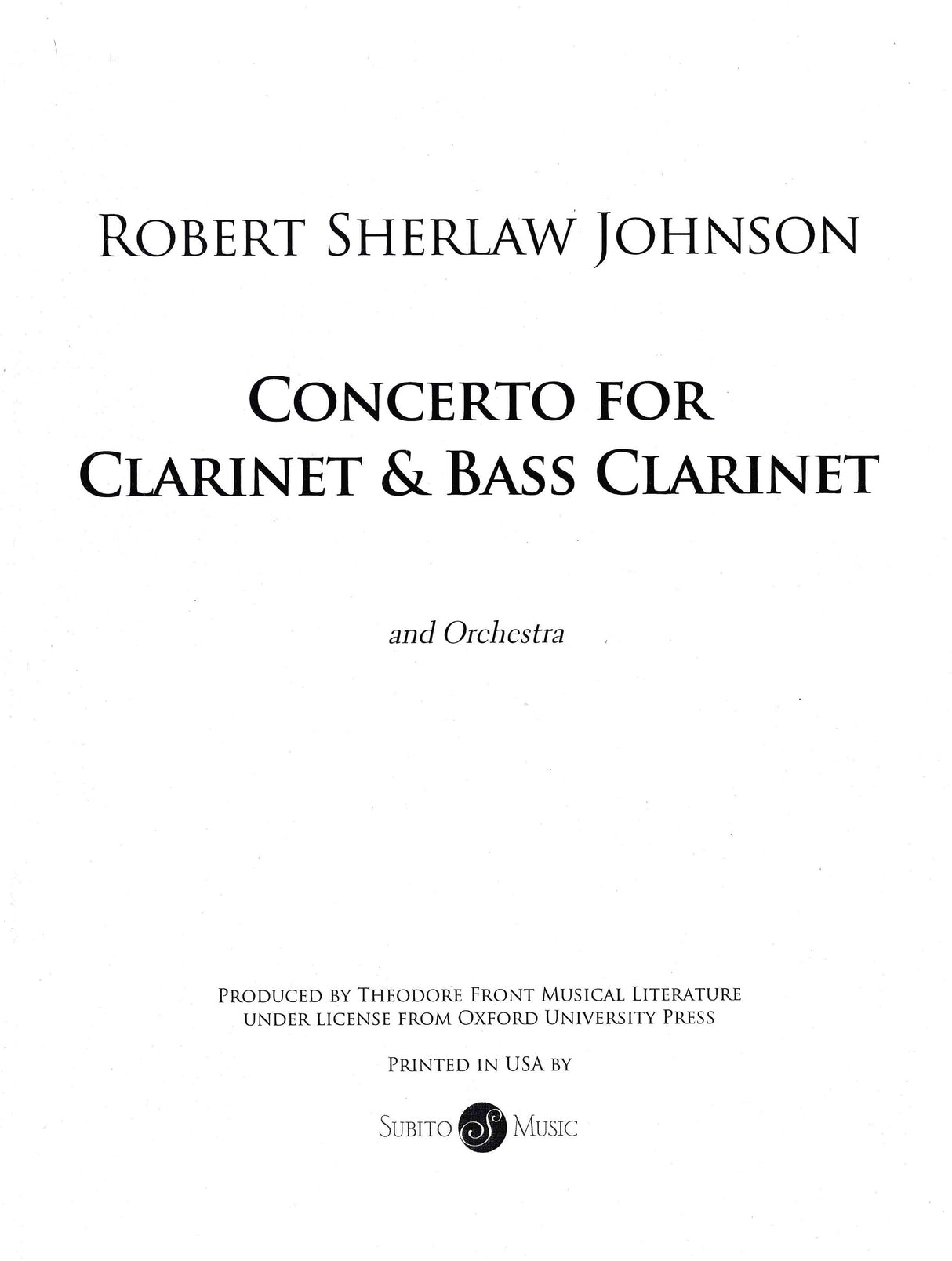 Johnson: Concerto for Clarinet and Bass Clarinet