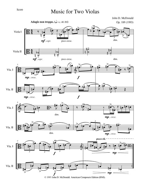 McDonald: Music for 2 Violas, Op. 189