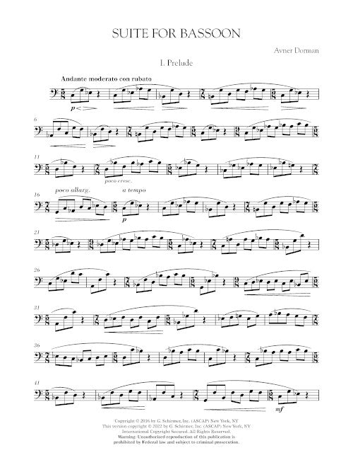 Dorman: Suite for Solo Bassoon