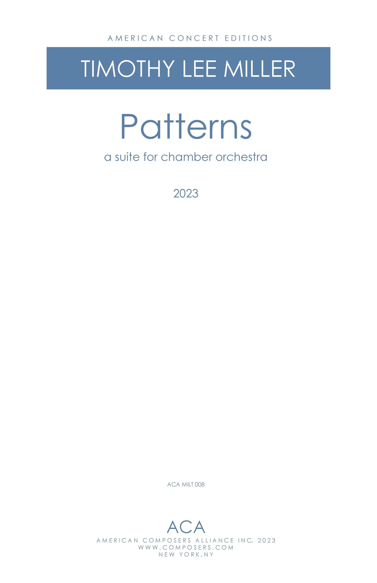 Miller: Patterns, Op. 180