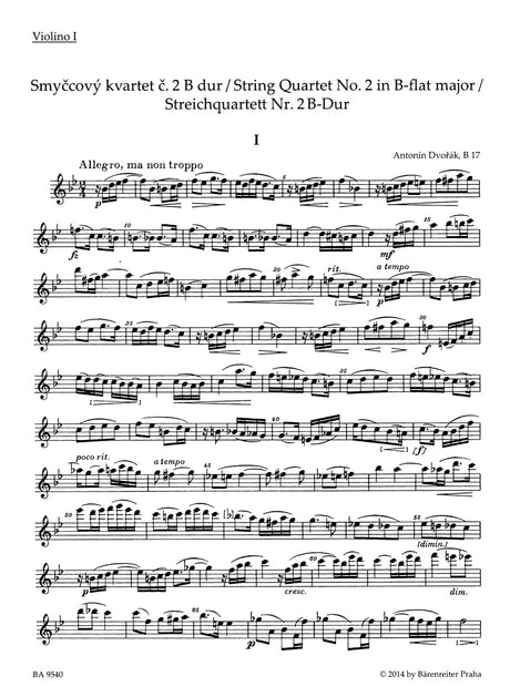 Dvořák: String Quartet No. 2 in B-flat Major, B 17