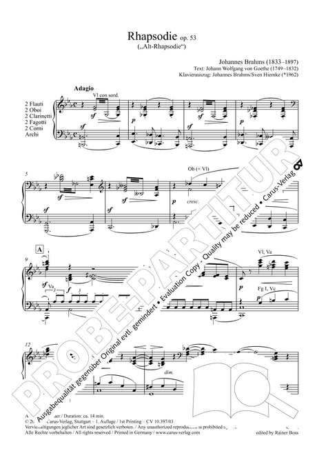 Brahms: Alto Rhapsody, Op. 53