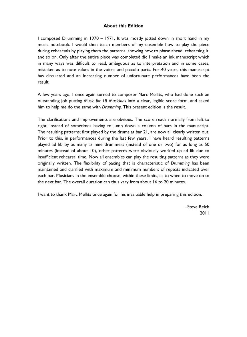 Reich: Drumming Part I