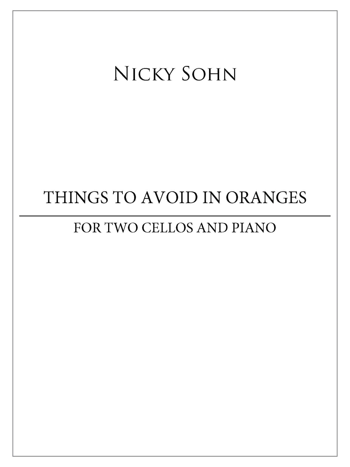 Sohn: Things to Avoid in Oranges