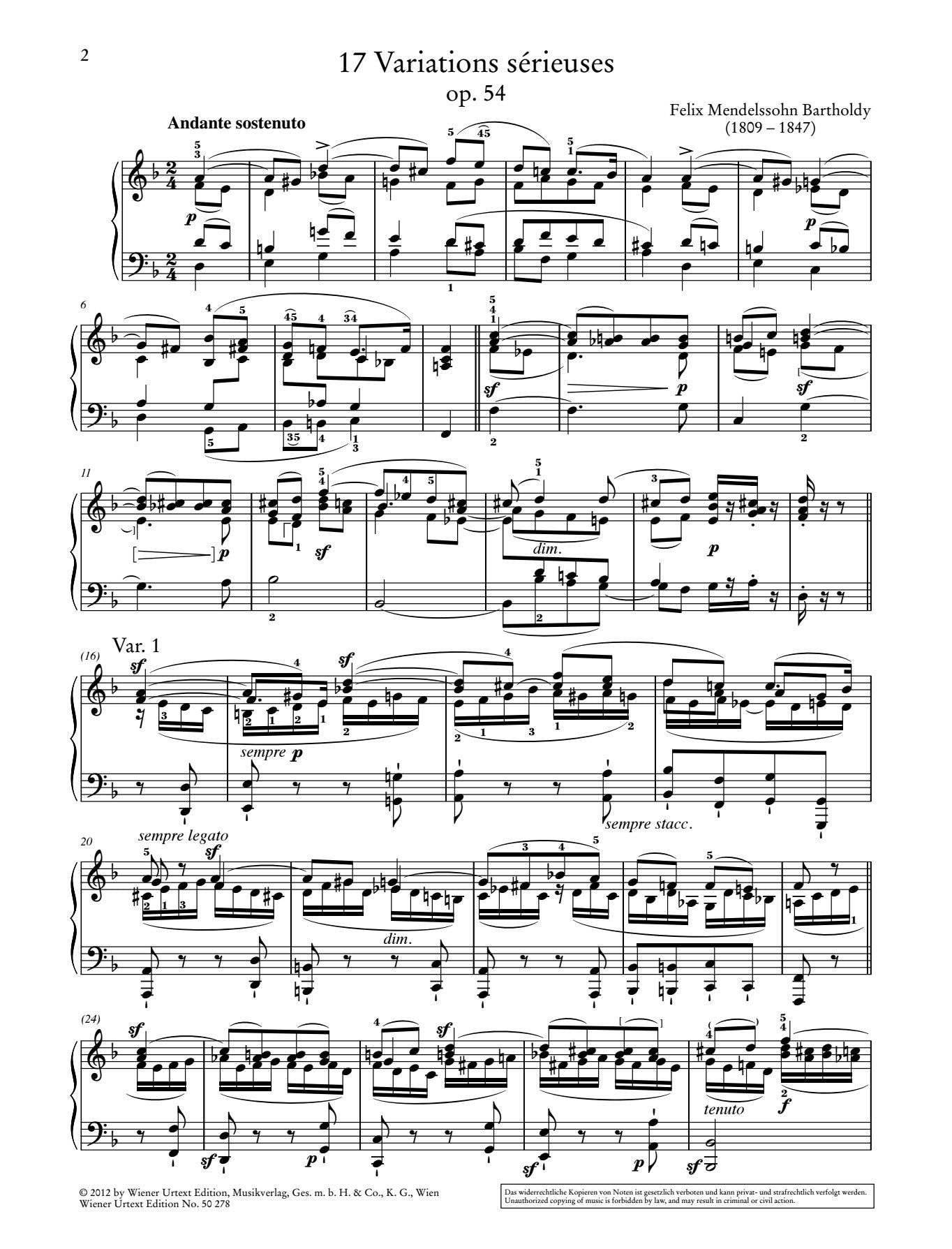 Mendelssohn: Variations sérieuses, Op. 54 – Ficks Music