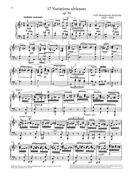 Mendelssohn: Variations sérieuses, Op. 54