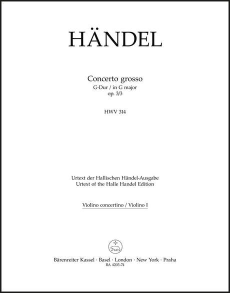Handel: Concerto grosso in G Major, HWV 314, Op. 3, No. 3