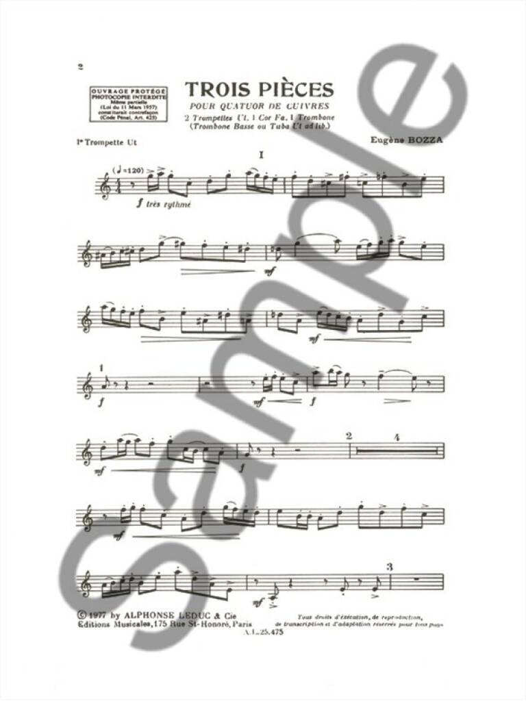 Bozza: 3 Pièces for Brass Quartet
