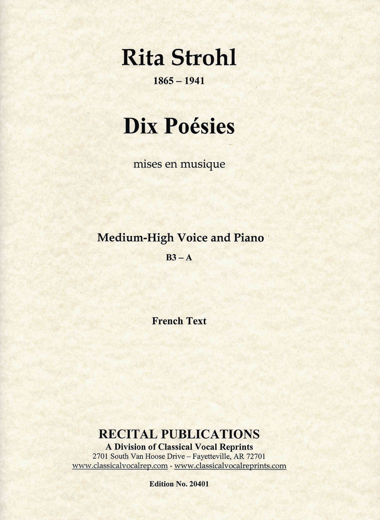 Strohl: Dix Poésies