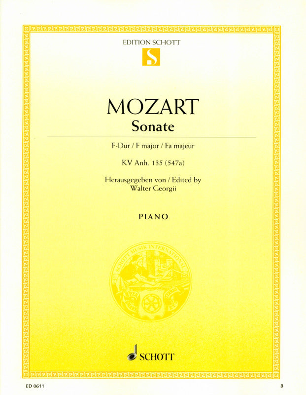 Mozart: Piano Sonata in F Major, K. 547a (Anh. 135) – Ficks Music