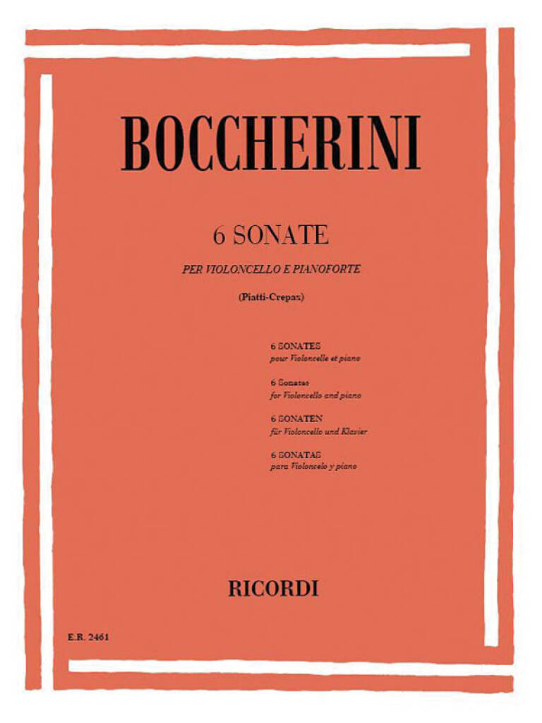 Cello Sonatas (Exp)(中古品) Boccherini: 6 Cello Sonatas, G. 1, 4-6, 10 & 13 (arr. for cello