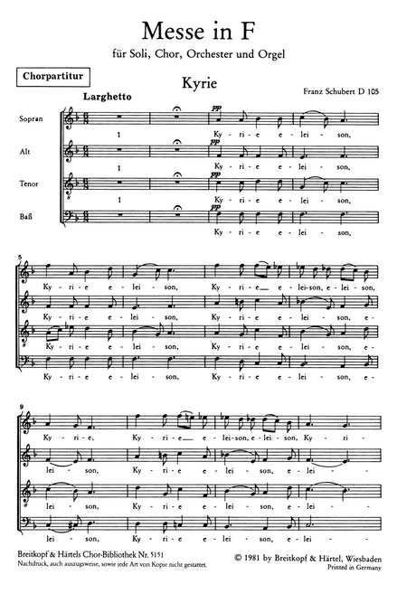 Schubert: Mass in F Major, D 105 and 185