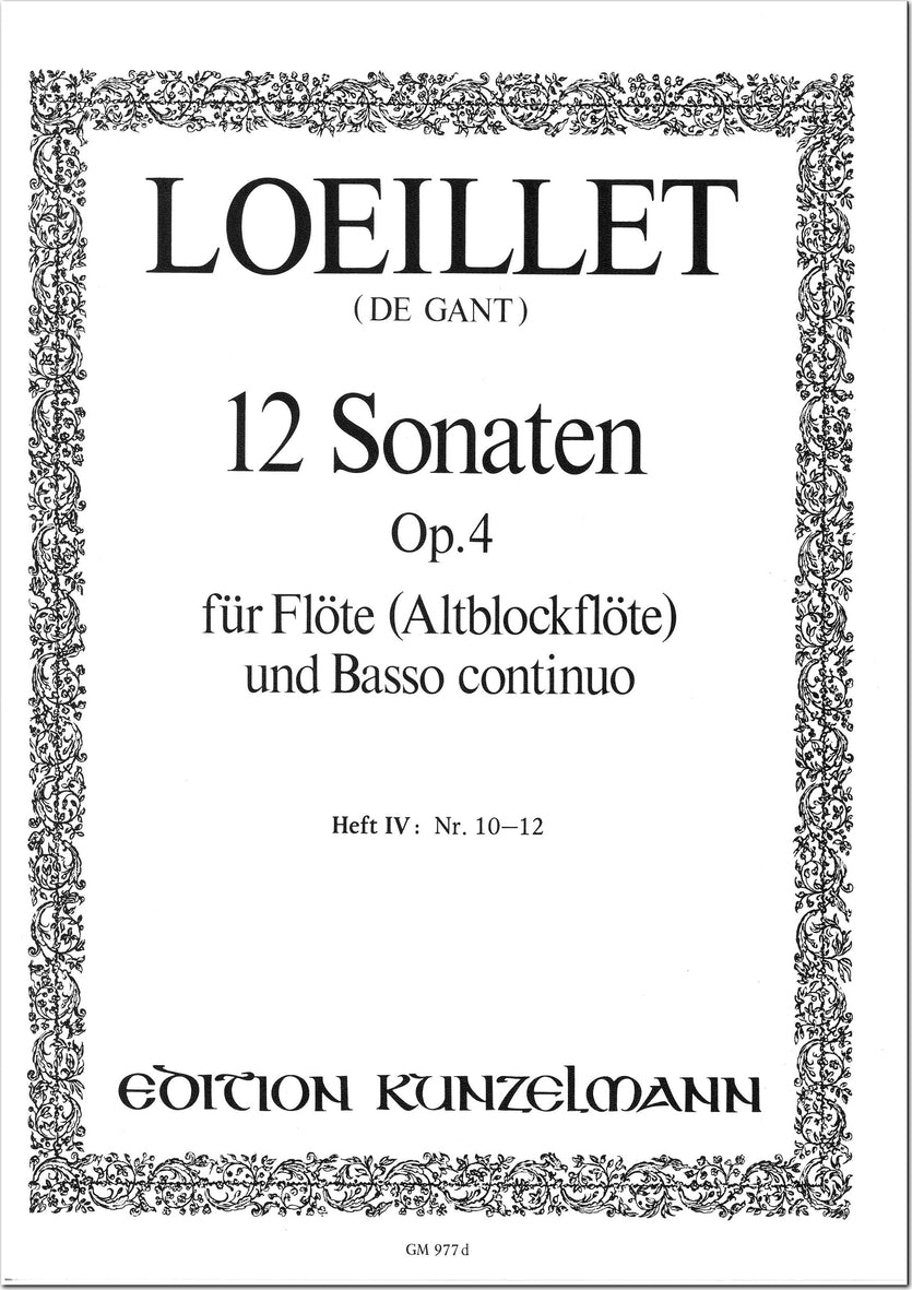 Loeillet: Recorder Sonatas, Op. 4 - Volume 4 (Nos. 10-12)