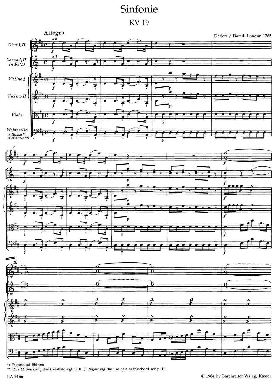 Mozart: Symphony No. 4 in D Major, K. 19 – Ficks Music