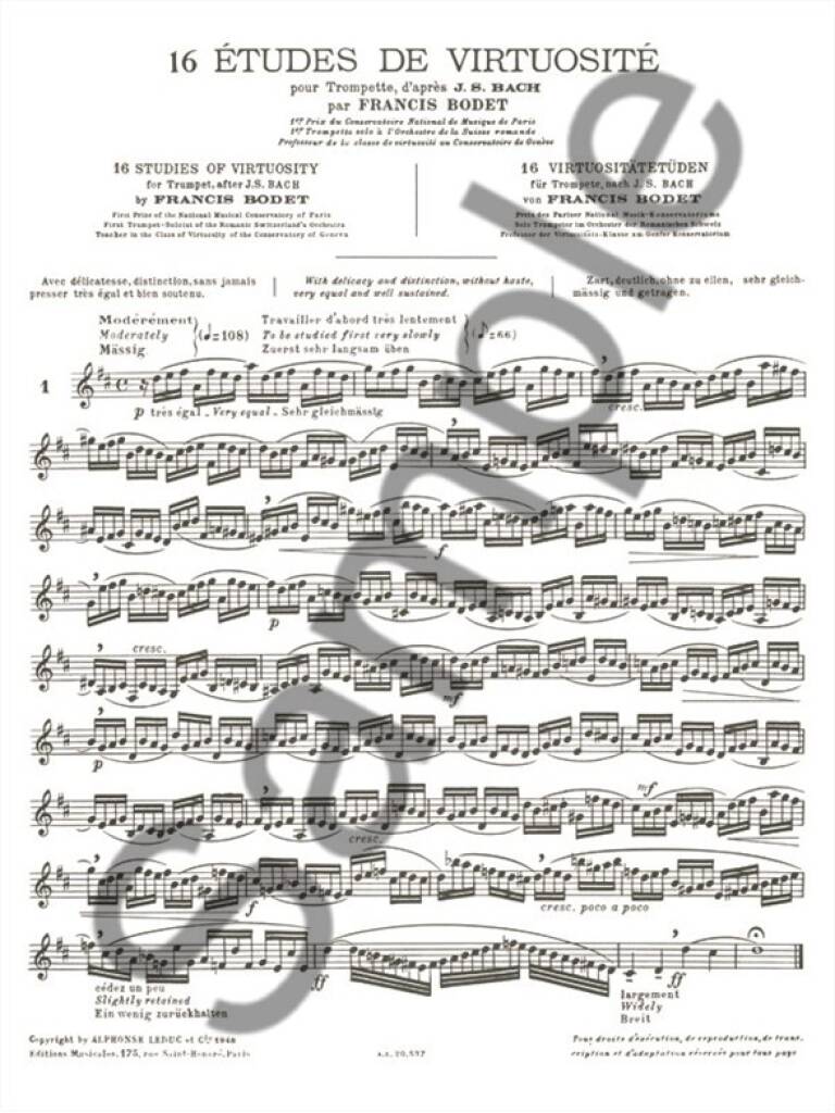 Bodet: 16 Etudes de virtuosite d'apres Bach