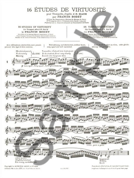 Bodet: 16 Etudes de virtuosite d'apres Bach