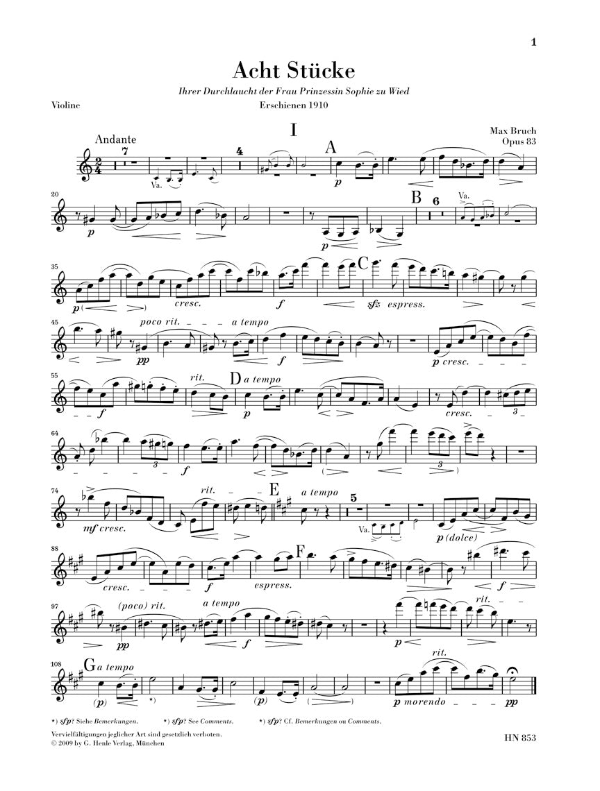 Bruch: Eight Pieces, Op. 83