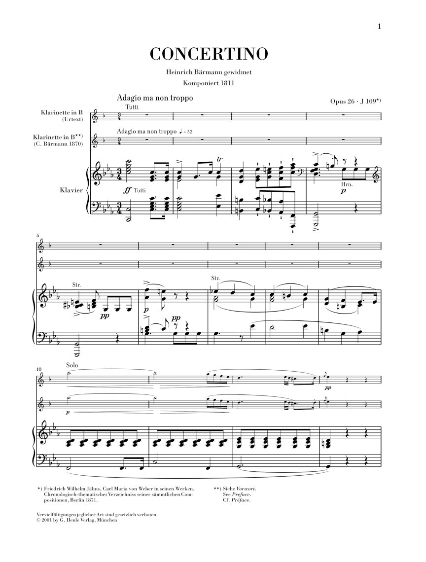 Weber: Concertino in E-flat Major, Op. 26