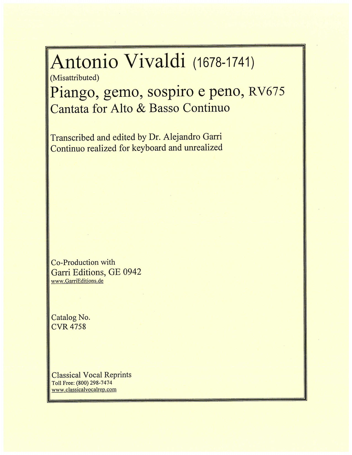 Vivaldi: Piango gemo sospiro e peno