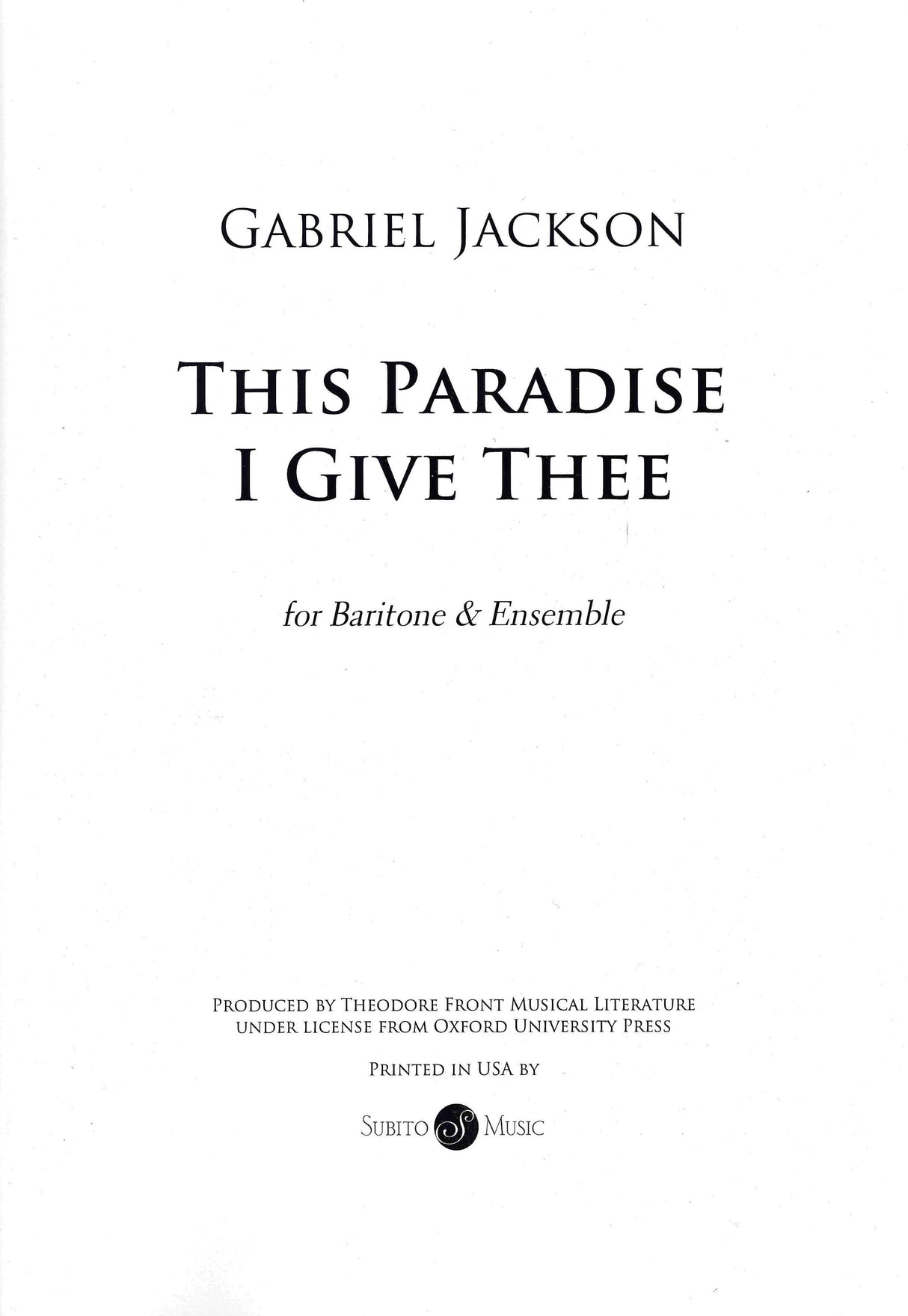 Jackson: This Paradise I Give Thee