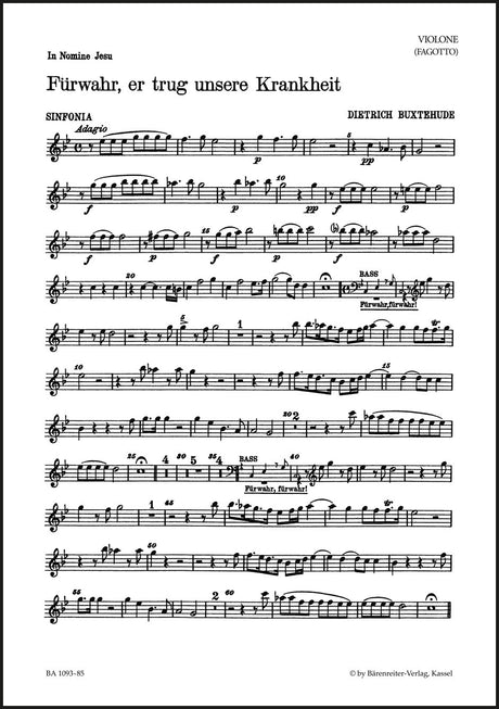 Buxtehude: Fürwahr, er trug unsere Krankheit, BuxWV 31