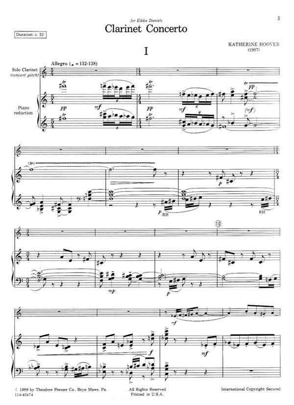 Hoover: Clarinet Concerto – Ficks Music