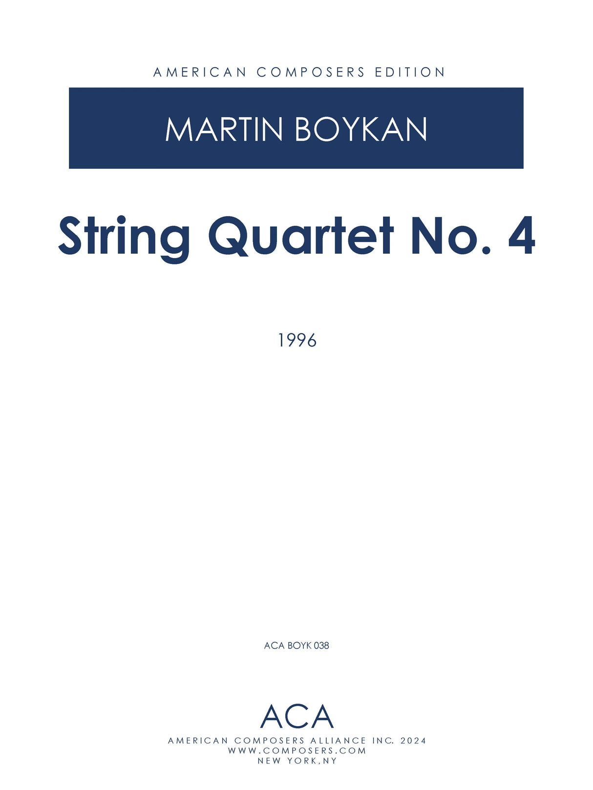 Boykan: String Quartet No. 4